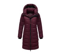 MARIKOO Damen Wintermantel (S-3XL) - gesteppt, abnehmbare Kapuze - N075 - Wine Größe XL - Gr.XL