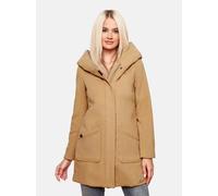 MARIKOO Damen Mantel Trenchcoat Wintermantel Übergangs Jacke Parka Lang B819 [B819-Maik-Camel-Gr.4XL]