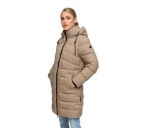 MARIKOO Damen Wintermantel (S-3XL) - gesteppt, abnehmbare Kapuze - N075 - TauGrey Größe 3XL - Gr.3XL