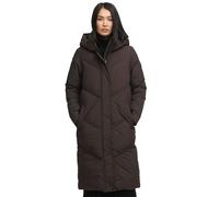 MARIKOO Damen Wintermantel (S-5XL) - gesteppt, abnehmbare Kapuze, Druckknopfverschlussleiste - N101 - Choco Größe L - Gr.L