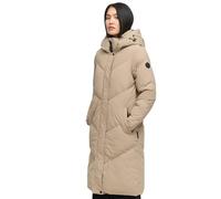 MARIKOO Damen Wintermantel (S-5XL) - gesteppt, abnehmbare Kapuze, Druckknopfverschlussleiste - N101 - TaupeGrey Größe S - Gr.S