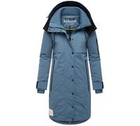 MARIKOO Damen Wintermantel warmer Parka mit Taillenzugband und abnehmbarer Kapuze Anoukaa 16 Dusty Blue Gr. XL