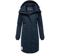 MARIKOO Damen Wintermantel warmer Parka mit Taillenzugband und abnehmbarer Kapuze Anoukaa 16 Navy Gr. XL