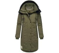 MARIKOO Damen Wintermantel warmer Parka mit Taillenzugband und abnehmbarer Kapuze Anoukaa 16 Olive Forest Gr. M