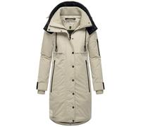MARIKOO Damen Wintermantel warmer Parka mit Taillenzugband und abnehmbarer Kapuze Anoukaa 16 Pebble Grey Gr. XXL