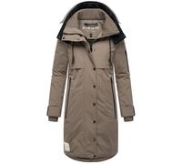 MARIKOO Damen Wintermantel warmer Parka mit Taillenzugband und abnehmbarer Kapuze Anoukaa 16 Stone Brown Gr. 3XL
