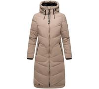 MARIKOO Damen Wintermantel Warmer Steppmantel elegant lang jacke Mantel warm gefüttert mit große Kapuze und hohem Kragen Benikoo XS-3XL (DE/NL/SE/PL, Alphanumerisch, XL, Regular, Regular, Taupe Grey)