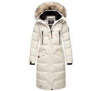 MARIKOO Damen Wintermantel warmer Steppmantel lang mit abnehmbarem Kunstfell und Kapuze Schneesternchen XS-XXL