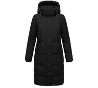 MARIKOO Damen Wintermantel Warmer Steppmantel lang mit Abnehmbarer Kapuze Laryaa XVI Black Gr. XL