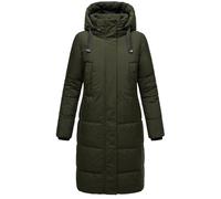 MARIKOO Damen Wintermantel Warmer Steppmantel lang mit Abnehmbarer Kapuze Laryaa XVI Dark Olive Gr. L