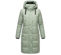 MARIKOO Damen Wintermantel Warmer Steppmantel lang mit Abnehmbarer Kapuze Laryaa XVI Smokey Mint Gr. L