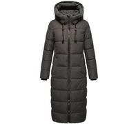 MARIKOO Damen Wintermantel warmer Steppmantel lang mit abnehmbarer Kapuze Nadeshikoo XVI Anthracite Gr. 5XL