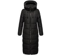 MARIKOO Damen Wintermantel warmer Steppmantel lang mit abnehmbarer Kapuze Nadeshikoo XVI Black Gr. 4XL