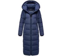 MARIKOO Damen Wintermantel warmer Steppmantel lang mit abnehmbarer Kapuze Nadeshikoo XVI Blue Violet Gr. M
