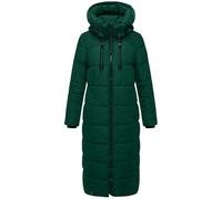 MARIKOO Damen Wintermantel warmer Steppmantel lang mit abnehmbarer Kapuze Nadeshikoo XVI Evergreen Gr. S