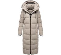 MARIKOO Damen Wintermantel warmer Steppmantel lang mit abnehmbarer Kapuze Nadeshikoo XVI Light Taupe Gr. XXL