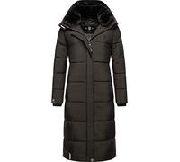 MARIKOO Damen Wintermantel warmer Steppmantel lang mit abnehmbarer Kapuze Reliziaa Black Gr. S