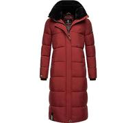 MARIKOO Damen Wintermantel warmer Steppmantel lang mit abnehmbarer Kapuze Reliziaa Dark Red Gr. XXL