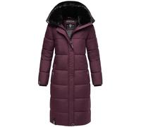 MARIKOO Damen Wintermantel warmer Steppmantel lang mit abnehmbarer Kapuze Reliziaa Dusty Plum Gr. M