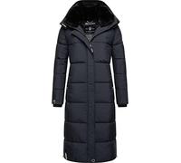 MARIKOO Damen Wintermantel warmer Steppmantel lang mit abnehmbarer Kapuze Reliziaa Navy Gr. L