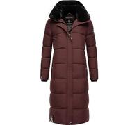 MARIKOO Damen Wintermantel warmer Steppmantel lang mit abnehmbarer Kapuze Reliziaa Wine Gr. L