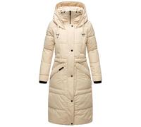 MARIKOO Damen Wintermantel Warmer Steppmantel lang mit Kapuze Ayumii Creme Gr. L