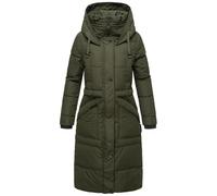 MARIKOO Damen Wintermantel Warmer Steppmantel lang mit Kapuze Ayumii Dark Olive Gr. XL
