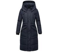 MARIKOO Damen Wintermantel Warmer Steppmantel lang mit Kapuze Ayumii Navy Gr. M