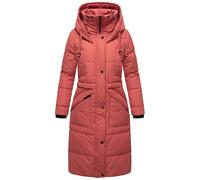 MARIKOO Damen Wintermantel Warmer Steppmantel lang mit Kapuze Ayumii Rouge Gr. L