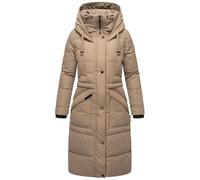 MARIKOO Damen Wintermantel Warmer Steppmantel lang mit Kapuze Ayumii Taupe Grey Gr. 3XL