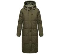 MARIKOO Damen Wintermantel warmer Steppmantel lang mit Kapuze Soranaa Dark Olive Gr. XXL