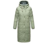 MARIKOO Damen Wintermantel warmer Steppmantel lang mit Kapuze Soranaa Smokey Mint Gr. XL