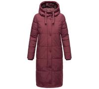 MARIKOO Damen Wintermantel warmer Steppmantel lang mit Kapuze Soranaa Wine Gr. XXL