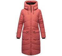 MARIKOO Damen Wintermantel Warmer Steppmantel lang mit Kapuze und Gehschlitzen Tomomii XVI Rouge Gr. XXL