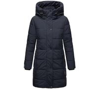 MARIKOO Damen Wintermantel warmer Steppmantel lang mit Kapuze und hohem Kragen Karumikoo XVI Navy Gr. 3XL
