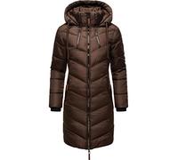 MARIKOO Damen Wintermantel Warmer Steppmantel lang mit Verstellbarer Kapuze Armasa Dark Choco Gr. XXL
