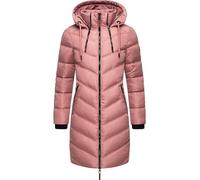 MARIKOO Damen Wintermantel Warmer Steppmantel lang mit Verstellbarer Kapuze Armasa Dark Rose Gr. XXL