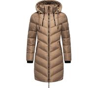 Wintermantel MARIKOO "Armasa" Gr. XS (34), grau (taupe) Damen Mäntel Wintermäntel modischer Winter Steppmantel mit Kapuze (95916209-XS) taupe