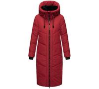 MARIKOO Damen Wintermantel warmer Steppmantel lang mit verstellbarer Kapuze und hohem Kragen Nadaree XVI Dark Red Gr. XS