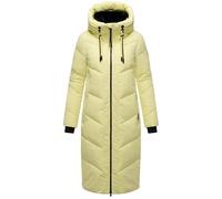 MARIKOO Damen Wintermantel warmer Steppmantel lang mit verstellbarer Kapuze und hohem Kragen Nadaree XVI Pastell Yellow Gr. S