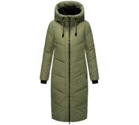 MARIKOO Damen Wintermantel warmer Steppmantel lang mit verstellbarer Kapuze und hohem Kragen Nadaree XVI Olive Leaf Gr. 5XL