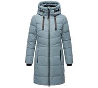 MARIKOO Damen Wintermantel warmer Steppmantel lang mit verstellbarer Kapuze und hohem Kragen Natsukoo XVI Powder Blue Gr. M