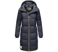MARIKOO Damen Wintermantel warmer Steppmantel mit Kapuze und hochwertigen roséfarbenen Details und Kapuze Nomadiaa 16 Navy Gr. M