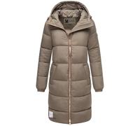 MARIKOO Damen Wintermantel warmer Steppmantel mit Kapuze und hochwertigen roséfarbenen Details und Kapuze Nomadiaa 16 Stone Brown Gr. S