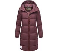 MARIKOO Damen Wintermantel warmer Steppmantel mit Kapuze und hochwertigen roséfarbenen Details und Kapuze Nomadiaa 16 Wine Gr. S