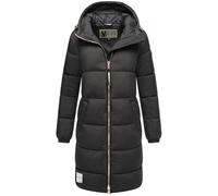 MARIKOO Damen Wintermantel warmer Steppmantel mit Kapuze und hochwertigen roséfarbenen Details und Kapuze Nomadiaa 16 Black Gr. S