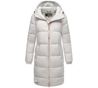 MARIKOO Damen Wintermantel warmer Steppmantel mit Kapuze und hochwertigen roséfarbenen Details und Kapuze Nomadiaa 16 Light Grey Gr. M