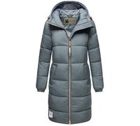 MARIKOO Damen Wintermantel warmer Steppmantel mit Kapuze und hochwertigen roséfarbenen Details und Kapuze Nomadiaa 16 Stormy Blue Gr. XL