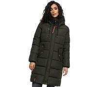 MARIKOO Damen Wintermantel Winterjacke mit Kapuze Steppmantel B941 [B941-Yuik-Dark-Olive-Gr.L]