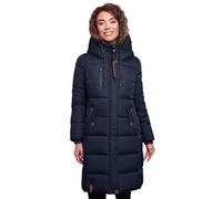 Marikoo Damen Winterjacke - Lange Steppjacke mit Kapuze & vielen Taschen M
